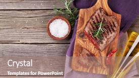  Presentation with table salt - PPT theme enhanced with grilled beef steak with rosemary background and a  colored foreground