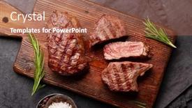  Presentation with herbs - Slides enhanced with grilled-beef-steak-with-spices background and a coral colored foreground