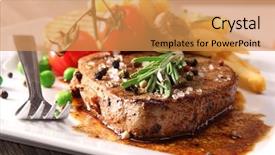  Presentation with steak - Beautiful theme featuring grilled beef steak backdrop and a gold colored foreground