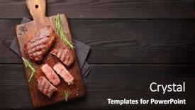  Presentation with steaks - Beautiful slide set featuring grilled-beef-steaks-with-spices backdrop and a wine colored foreground