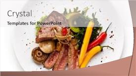  Presentation with steaks - Theme with grilled-beef-steaks-with-vegetables background and a white colored foreground