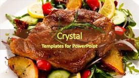  Presentation with for food chemistry of apples - Beautiful PPT theme featuring grilled beefsteak with vegetable salad backdrop and a tawny brown colored foreground
