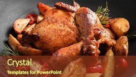  Presentation with grilled chicken - Slide deck consisting of grilled beer can chicken background and a tawny brown colored foreground