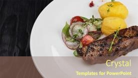  Presentation with grilled - Presentation enhanced with grilled-black-angus-strip-loin background and a violet colored foreground