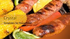  Presentation with corn cob - PPT layouts with grilled-bratwurst-and-corn background and a red colored foreground