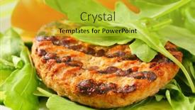  Presentation with burger - Colorful theme enhanced with grilled-burger-in-an-arugula backdrop and a yellow colored foreground
