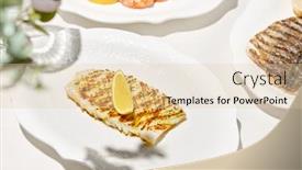  Presentation with grilled - Presentation with grilled-calamari-on-light-background background and a lemonade colored foreground