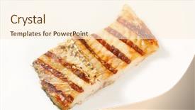  Presentation with formula one car - Colorful theme enhanced with grilled carp fillet with bone backdrop and a cream colored foreground