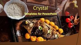  Presentation with grilled - Theme with grilled-carp-on-the-christmas background and a tawny brown colored foreground