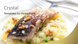  Presentation with garlic - PPT layouts having grilled-carp-with-garlic-served background and a white colored foreground