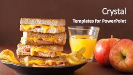  Presentation with cream cheese and fruit sandwich - Slide deck featuring grilled cheese and bacon sandwich background and a tawny brown colored foreground