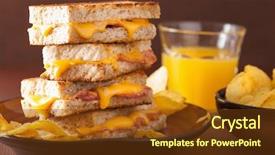 Presentation with cheddar - Beautiful presentation theme featuring grilled cheese and bacon sandwich backdrop and a tawny brown colored foreground