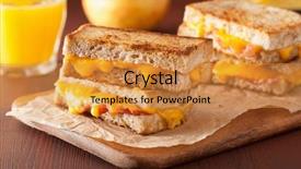  Presentation with bacon - PPT theme consisting of grilled cheese and bacon sandwich background and a gold colored foreground