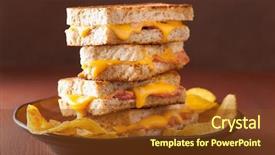  Presentation with cream cheese and fruit sandwich - Audience pleasing presentation theme consisting of grilled cheese and bacon sandwich backdrop and a tawny brown colored foreground