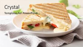  Presentation with white cheese - PPT theme with grilled cheese and tomato sandwich background and a lemonade colored foreground