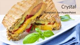  Presentation with sandwich - Presentation theme with grilled cheese and tomato sandwich background and a yellow colored foreground