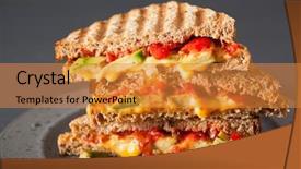  Presentation with avocado - Beautiful presentation design featuring grilled cheese sandwich with avocado backdrop and a gold colored foreground