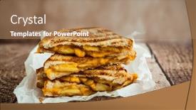  Presentation with sandwich - Presentation theme enhanced with grilled-cheese-sandwich-with-caramelized background and a coral colored foreground