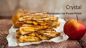  Presentation with cream cheese and fruit sandwich - Presentation theme featuring grilled cheese sandwich with caramelized background and a coral colored foreground