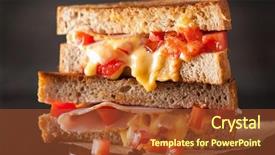  Presentation with sandwich - Presentation design enhanced with grilled cheese sandwich with ham background and a tawny brown colored foreground