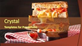  Presentation with grilled - Presentation consisting of grilled cheese sandwich with ham background and a tawny brown colored foreground