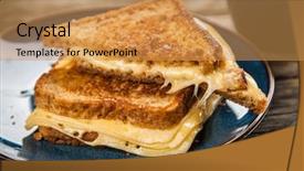  Presentation with sandwich - Colorful presentation design enhanced with grilled cheese sandwich backdrop and a yellow colored foreground