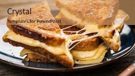  Presentation with sandwich - Slide deck consisting of grilled cheese sandwich background and a coral colored foreground