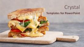  Presentation with spinach - Presentation theme featuring grilled-cheese-spinach-and-tomato background and a coral colored foreground