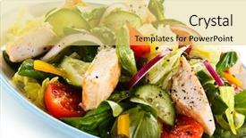  Presentation with salad - PPT theme featuring grilled chicken - caesar salad background and a yellow colored foreground
