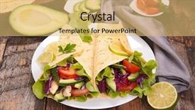  Presentation with tacos - Presentation theme consisting of grilled chicken and avocado tacos background and a yellow colored foreground