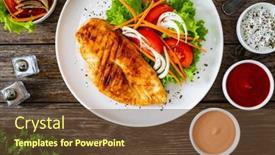  Presentation with grilled chicken - Presentation theme having grilled-chicken-breast-and-fresh background and a tawny brown colored foreground