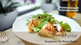  Presentation with breast - Theme consisting of grilled-chicken-breast-and-salad background and a gold colored foreground