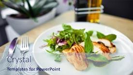  Presentation with grilled chicken - PPT theme consisting of grilled-chicken-breast-and-salad background and a lemonade colored foreground