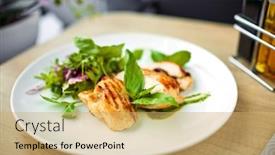  Presentation with breast - Beautiful PPT layouts featuring grilled-chicken-breast-and-salad backdrop and a yellow colored foreground