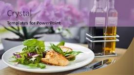  Presentation with breast - Slide deck with grilled-chicken-breast-and-salad background and a coral colored foreground