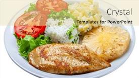  Presentation with grilled chicken - Presentation design with grilled-chicken-breast-fillet-rice background and a blonde colored foreground