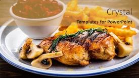  Presentation with grilled chicken - Audience pleasing PPT theme consisting of grilled-chicken-breast-french-fries backdrop and a yellow colored foreground