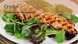  Presentation with tulsi herbs - Presentation theme having grilled chicken breast in provence background and a gold colored foreground