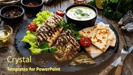  Presentation with grilled chicken - Slide deck enhanced with grilled-chicken-breast-pita-bread background and a tawny brown colored foreground