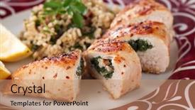  Presentation with grilled chicken - Presentation theme consisting of grilled chicken breast stuffed background and a coral colored foreground