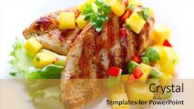  Presentation with meat poultry - Audience pleasing presentation theme consisting of grilled chicken breast with fresh backdrop and a gold colored foreground