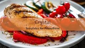  Presentation with grilled chicken - Presentation theme enhanced with grilled-chicken-breast-with-pepper background and a gold colored foreground