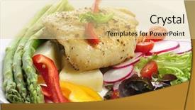  Presentation with breast - Slide deck enhanced with grilled chicken breast with potatoes and vegetables background and a blonde colored foreground