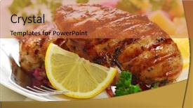  Presentation with grilled chicken - Audience pleasing presentation theme consisting of grilled chicken breast with warm backdrop and a red colored foreground
