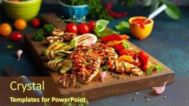  Presentation with bbq chicken - Slide deck featuring grilled-chicken-breasts-and-different background and a tawny brown colored foreground