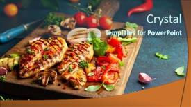  Presentation with bbq chicken - Audience pleasing presentation theme consisting of grilled-chicken-breasts-and-different backdrop and a ocean colored foreground