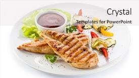  Presentation with grilled chicken - Beautiful presentation theme featuring grilled chicken breasts and vegetables backdrop and a white colored foreground