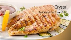  Presentation with hydroponics vegetables hydroponic vegetable - Colorful theme enhanced with grilled chicken breasts and vegetables backdrop and a lemonade colored foreground