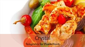  Presentation with main course - Presentation theme having grilled chicken brisket chunks main course background and a red colored foreground