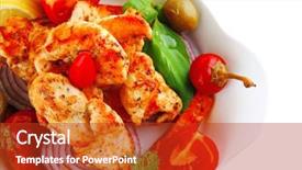  Presentation with main course - Cool new slide deck with grilled chicken brisket chunks main course backdrop and a crimson colored foreground